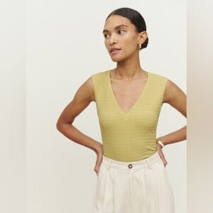 Reformation Alivia Knit Textured Sleeveless Top Limeade Chartreuse Small